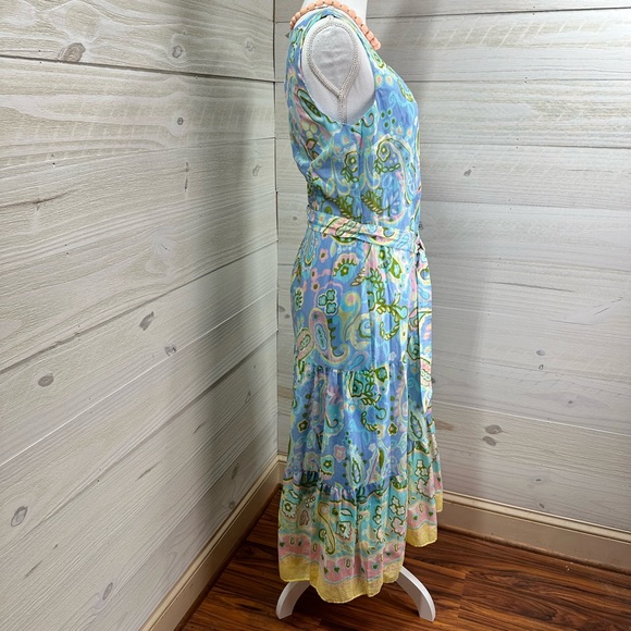 Talbots Beautiful Floral & Paisley Print Cotton Dress 8P FREE SHIP - Picture 2 of 5